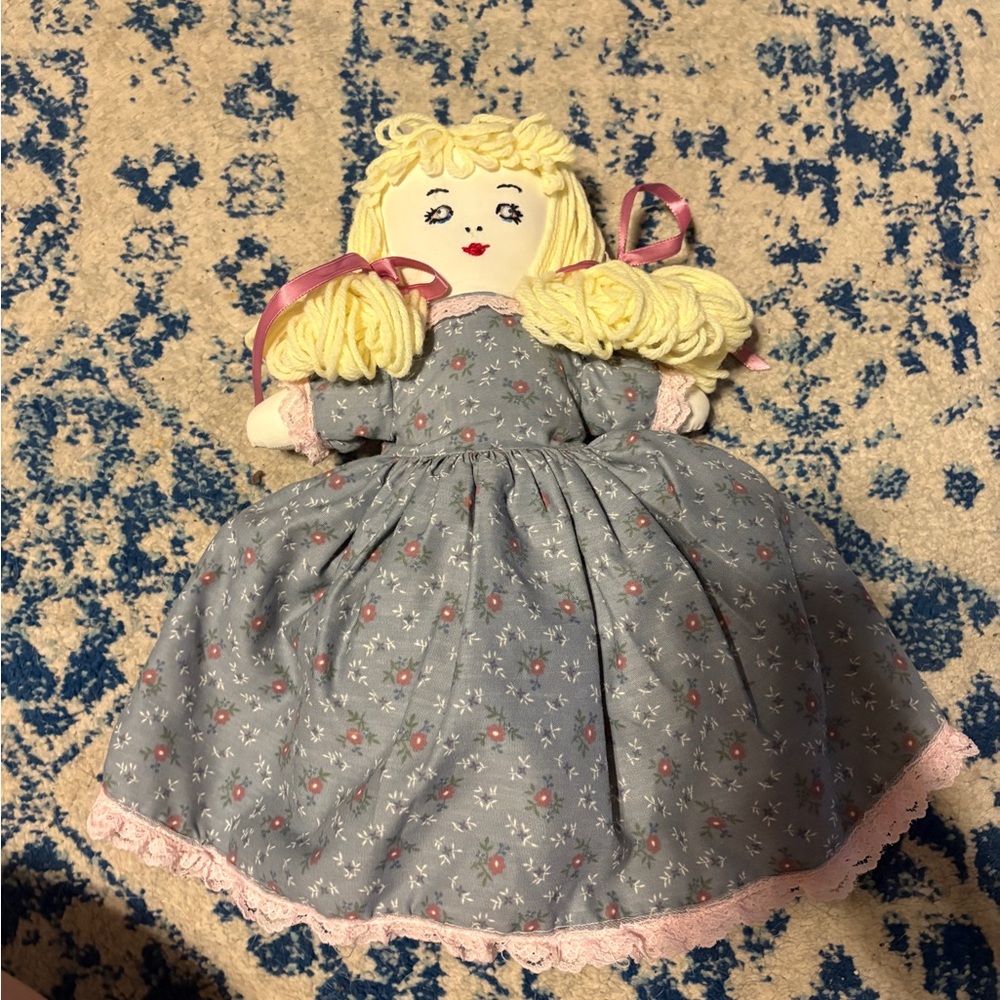 Handmade flip over collectable doll blonde and brown hair